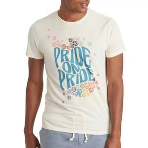 Marine Layer Mens T-Shirt Pride On Pride Graphic Print Short Sleeve Cream Sz XL*